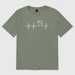 Футболка оверсайз женская Карты биении сердца, цвет: авокадо