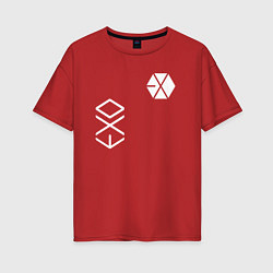 Футболка оверсайз женская Логотип группы exo, цвет: красный