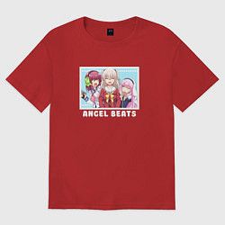 Футболка оверсайз женская Юи Канадэ и Юри Ангельские ритмы, цвет: красный