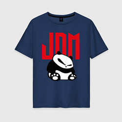 Футболка оверсайз женская JDM Panda Japan Симпатяга, цвет: тёмно-синий