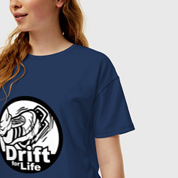 Футболка оверсайз женская Drift for life!, цвет: тёмно-синий — фото 2