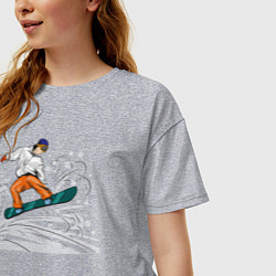 Футболка оверсайз женская Сноубордист snowboard, цвет: меланж — фото 2