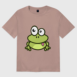 Женская футболка оверсайз Забавный зеленый лягушонок