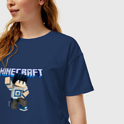 Футболка оверсайз женская Minecraft Hero Video game Pose, цвет: тёмно-синий — фото 2