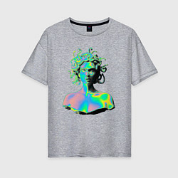 Женская футболка оверсайз Gorgon Medusa Vaporwave Neon
