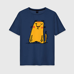 Женская футболка оверсайз Спокойный кот Йога