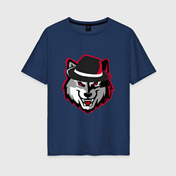 Женская футболка оверсайз Нуарный волк