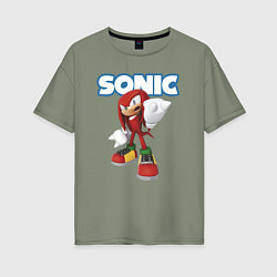 Футболка оверсайз женская Knuckles Echidna Sonic Video game Ехидна Наклз Вид, цвет: авокадо