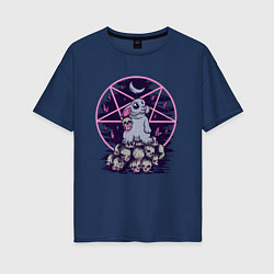Женская футболка оверсайз Зайка сатанист Esoteric Satan Bunny