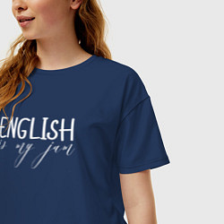 Футболка оверсайз женская English is my jam, цвет: тёмно-синий — фото 2