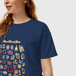 Футболка оверсайз женская Russia Travel Guide Icons, цвет: тёмно-синий — фото 2