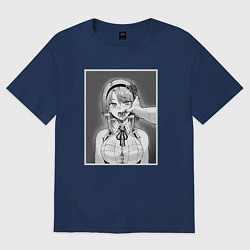 Футболка оверсайз женская Ахегао ahegao, цвет: тёмно-синий