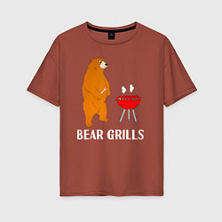 Футболка оверсайз женская Bear Grills Беар Гриллс, цвет: кирпичный