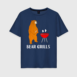 Футболка оверсайз женская Bear Grills Беар Гриллс, цвет: тёмно-синий