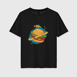 Футболка оверсайз женская Бургер Планета Planet Burger, цвет: черный