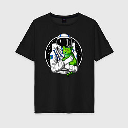 Женская футболка оверсайз Космонавт с инопланетным котом
