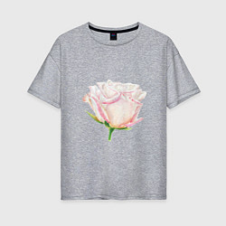 Футболка оверсайз женская Акварельная роза, цвет: меланж