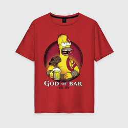 Футболка оверсайз женская Homer god of bar, цвет: красный