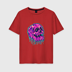 Женская футболка оверсайз Пурпурный череп