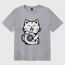 Футболка оверсайз женская JDM Cat & Engine Japan, цвет: меланж