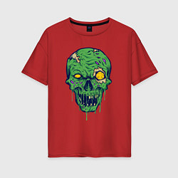 Женская футболка оверсайз Зелёный зомби