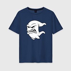 Женская футболка оверсайз Летящий злобный призрак Flying evil Ghost