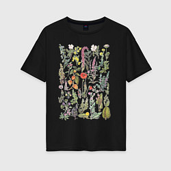 Женская футболка оверсайз Винтажная иллюстрация разных растений Ботаника