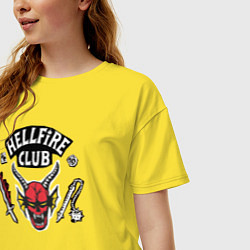 Футболка оверсайз женская Hellfire Club Sticker Stranger Things 4, цвет: желтый — фото 2