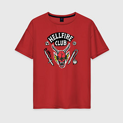 Футболка оверсайз женская Hellfire Club Sticker Stranger Things 4, цвет: красный