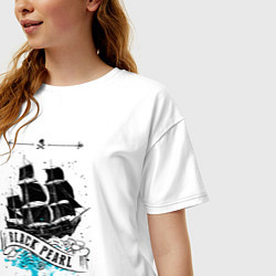 Футболка оверсайз женская Черная Жемчужина Пираты Карибского моря, цвет: белый — фото 2