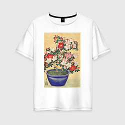 Женская футболка оверсайз Blooming Azalea in Blue Pot Цветущая азалия