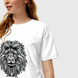 Футболка оверсайз женская Лев в стиле Мандала Mandala Lion, цвет: белый — фото 2