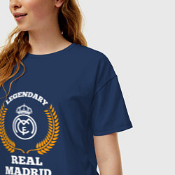 Футболка оверсайз женская Лого Real Madrid и надпись Legendary Football Club, цвет: тёмно-синий — фото 2