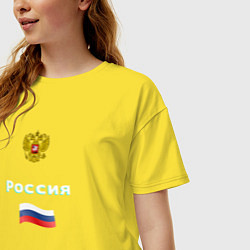 Футболка оверсайз женская Россия Герб Флаг, цвет: желтый — фото 2