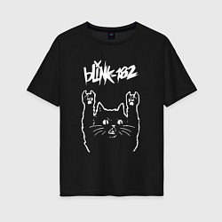 Женская футболка оверсайз Blink 182 Рок кот