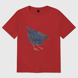 Футболка оверсайз женская Сизая горихвостка, цвет: красный