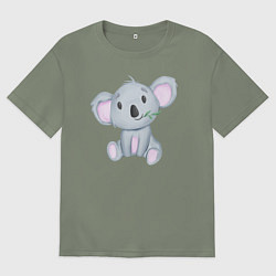 Женская футболка оверсайз Милая Коала Сидит С Веточкой