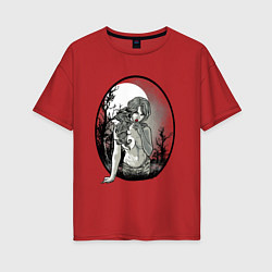 Женская футболка оверсайз Сексуальная девушка-зомби с чупа-чупсом