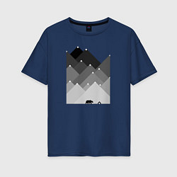 Женская футболка оверсайз Медведь и треугольные горы
