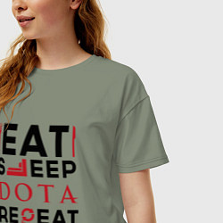 Футболка оверсайз женская Надпись: Eat Sleep Dota Repeat, цвет: авокадо — фото 2