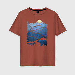 Женская футболка оверсайз Животные в горах