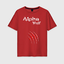 Футболка оверсайз женская Alpha Wolf Альфа Волк, цвет: красный