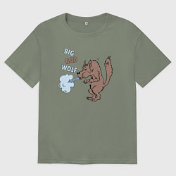 Футболка оверсайз женская Большой злой волк из сказки Три Поросенка, цвет: авокадо