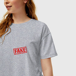 Футболка оверсайз женская Написано, что Fake, цвет: меланж — фото 2