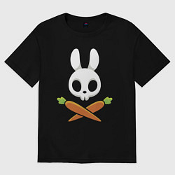 Футболка оверсайз женская Череп кролика с двумя морковками, цвет: черный