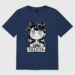 Футболка оверсайз женская Взволнованная Коми-сан, цвет: тёмно-синий