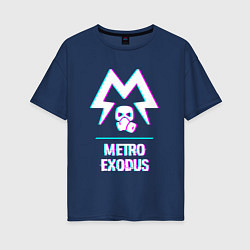 Футболка оверсайз женская Metro Exodus в стиле Glitch Баги Графики, цвет: тёмно-синий