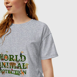 Футболка оверсайз женская WORLD ANIMAL PROTECTION, цвет: меланж — фото 2