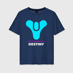 Женская футболка оверсайз Символ Destiny в неоновых цветах