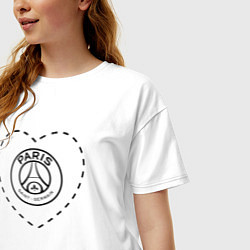 Футболка оверсайз женская Лого PSG в сердечке, цвет: белый — фото 2